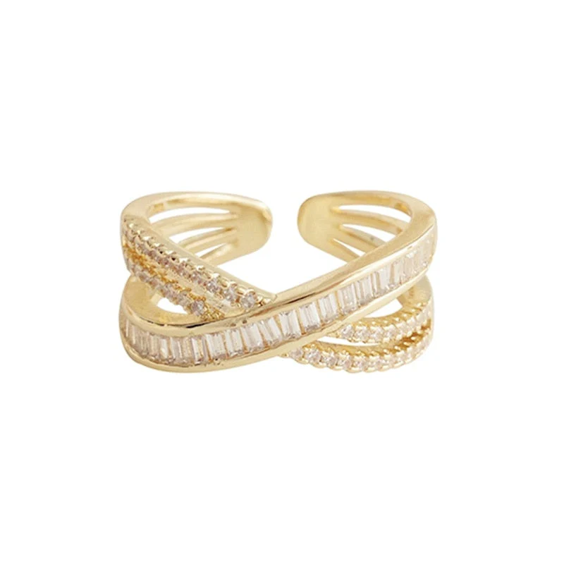 New Exquisite Cross Opening Ring Fashion Temperament Simple Ring Elegant Ladies Jewelry - Image 3