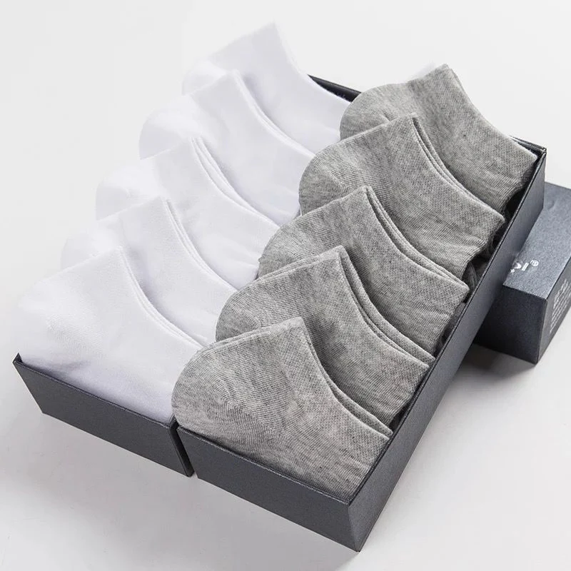 5 Pairs/Lot Low Cut Men Socks Solid Color Black White Gray Breathable Cotton Sports Socks Male Short Socks Women Men - Image 7