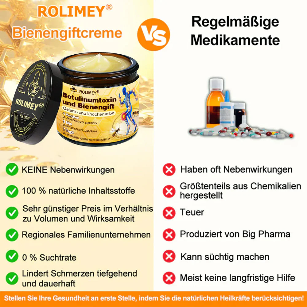 ✅ Offizieller Shop: Rolimey® Bienengift-Schmerzlinderungs Knochenheilungs Creme 👨‍⚕️(Reduzierung von Gelenkschwellungen, Schmerzen, Steifheit, Rötungen, Wärme, Muskelkater und Gelenkmüdigkeit) - Image 9