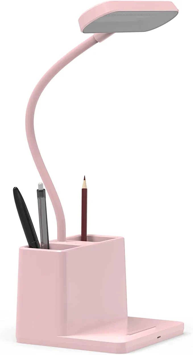 LED Small Desk Lamp, AXX Desk Lamps for Home Office, White Desk Light for Kids, Desktop/Computer Study Lamps for Bedrooms, Rechargeable, Battery Operated, Pen Holder, Adjustable Gooseneck Reading Lamp - Image 3