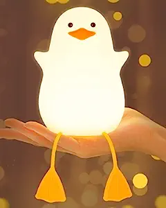 Lying Flat Duck Night Light, LED Squishy Duck Lamp, Cute Light Up Duck, Silicone Dimmable Nursery Nightlight, Rechargeable Bedside Touch Lamp for Breastfeeding, Finn The Duck. - Image 2